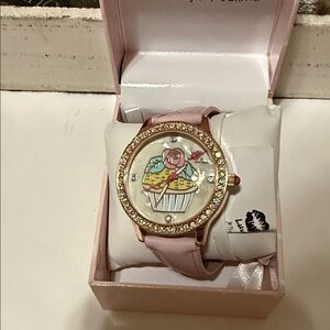 Betsey Johnson Pink Cupcake Dial Crystal Bezel Women's Watch